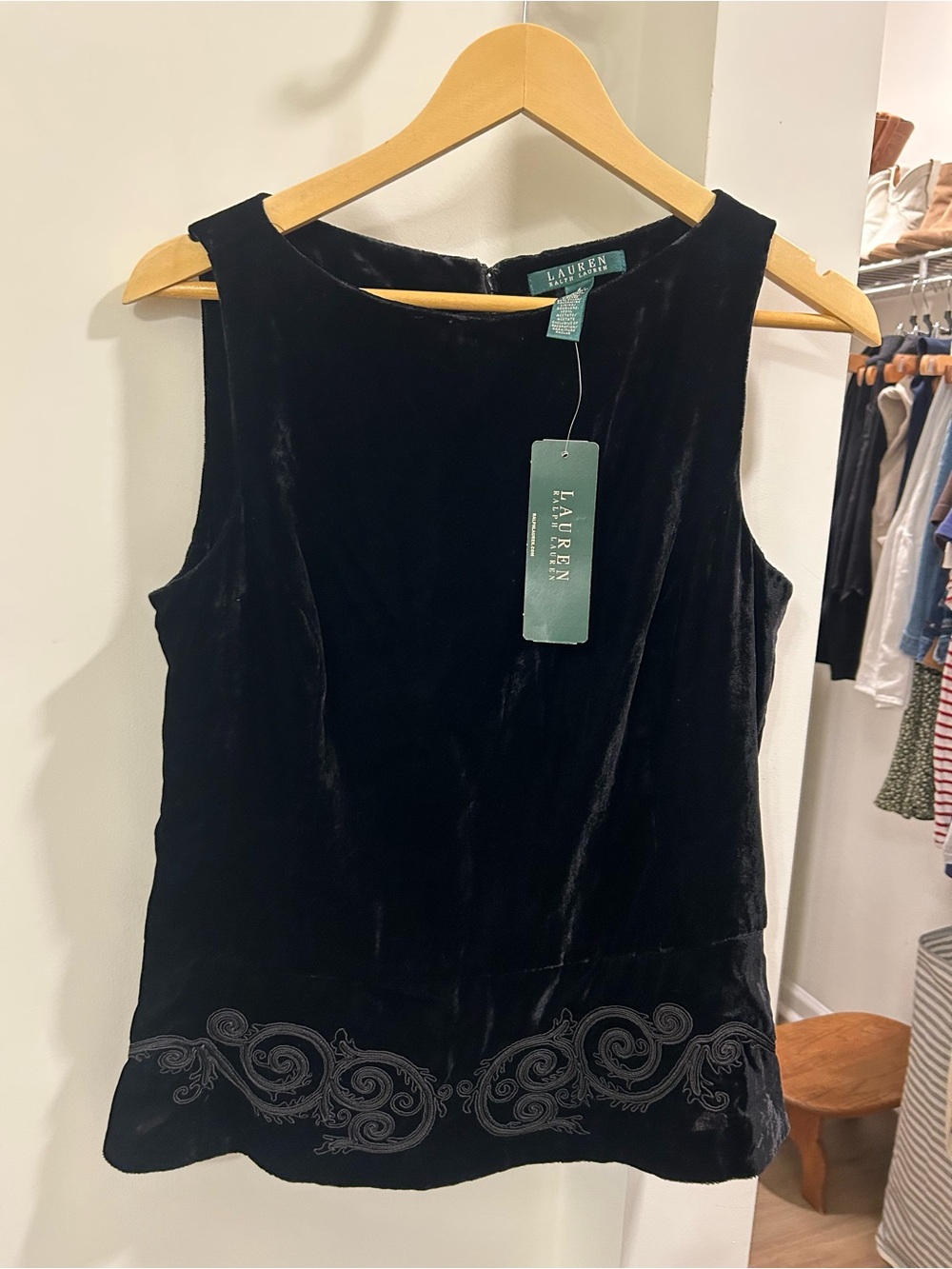 Lauren Ralph Lauren Black Velvet Top